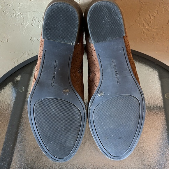 Lucky Brand LK- Lashiya Oiled Suede Dual Zipper Chunky Stacked Heel Size 10M - Picture 8 of 14